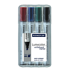 A four pack of Staedtler brand whiteboard markers in red, blue, green and black.