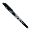 A black Pilot brand erasable gel pen with abstract white pattern on pen.