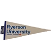 A blue and white triangular penant with Ryerson University Toronto Canada text in blue. A small Canadian flag is included in the bottom right.