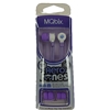 A pair of purple and white MQbix brand Aerofones earbuds in purple and white packaging.