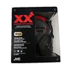 Black JVC brand Xtreme Xplosives headphones with microphone and remote in black packaging.