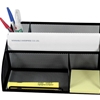 A holder with a mesh wire metal design and 5 sections for organizing documents and letters with dimensions of 10"W x 6−1/2"D x 4"H