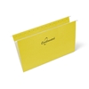 One box which contains 100 units of legal size hanging folders in the colour yellow each with reinforced steel rods that have coated tips