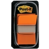 A package of 50 stick-on flags in the color orange. Includes 1 dispenser. Each strip measures 1.7" x 1" (43 mm x 25 mm)