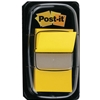 A package of 50 stick-on flags in the color yellow. Includes 1 dispenser. Each strip measures 1.7" x 1" (43 mm x 25 mm)
