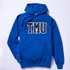 Blue Hoodie with Varsity TMU Logo