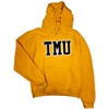 Yellow Hoodie with Varsity TMU Logo