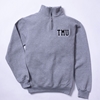 Grey Quarter Zip Sweatshirt with Left Chest Varsity TMU Logo
