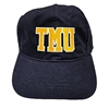 A navy ballcap with an adjustable back closure, and embroidered varsity "TMU" logo centred on the front.