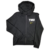TMU Women's Fleece Full Zip Hoodie with White TMU Left Chest - Black