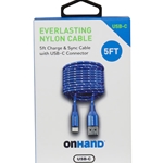 5 Foot Everlasting Nylon Cable Type C - Blue