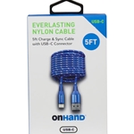 5 Feet Everlasting Nylon Cable Type C - Blue