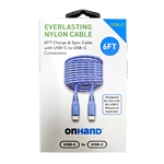 6 Feet Everlasting Nylon Cable with USB-C to USB-C Connectors - Blue