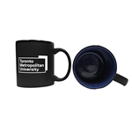 TMU Mug with White University Logo - Black/Blue