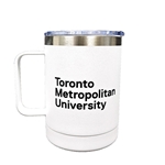 Travel Mug Matte 16 Oz. with TMU Logo - White