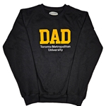 TMU Dad Comfort Crewneck with Yellow TMU Felt Logo - Black