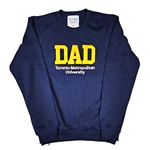 TMU Dad Comfort Crewneck with Yellow TMU Felt Logo - Navy