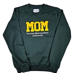 TMU Mom Comfort Crewneck with Yellow TMU Felt Logo - Green