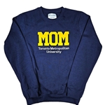 TMU Mom Comfort Crewneck with Yellow TMU Felt Logo - Navy