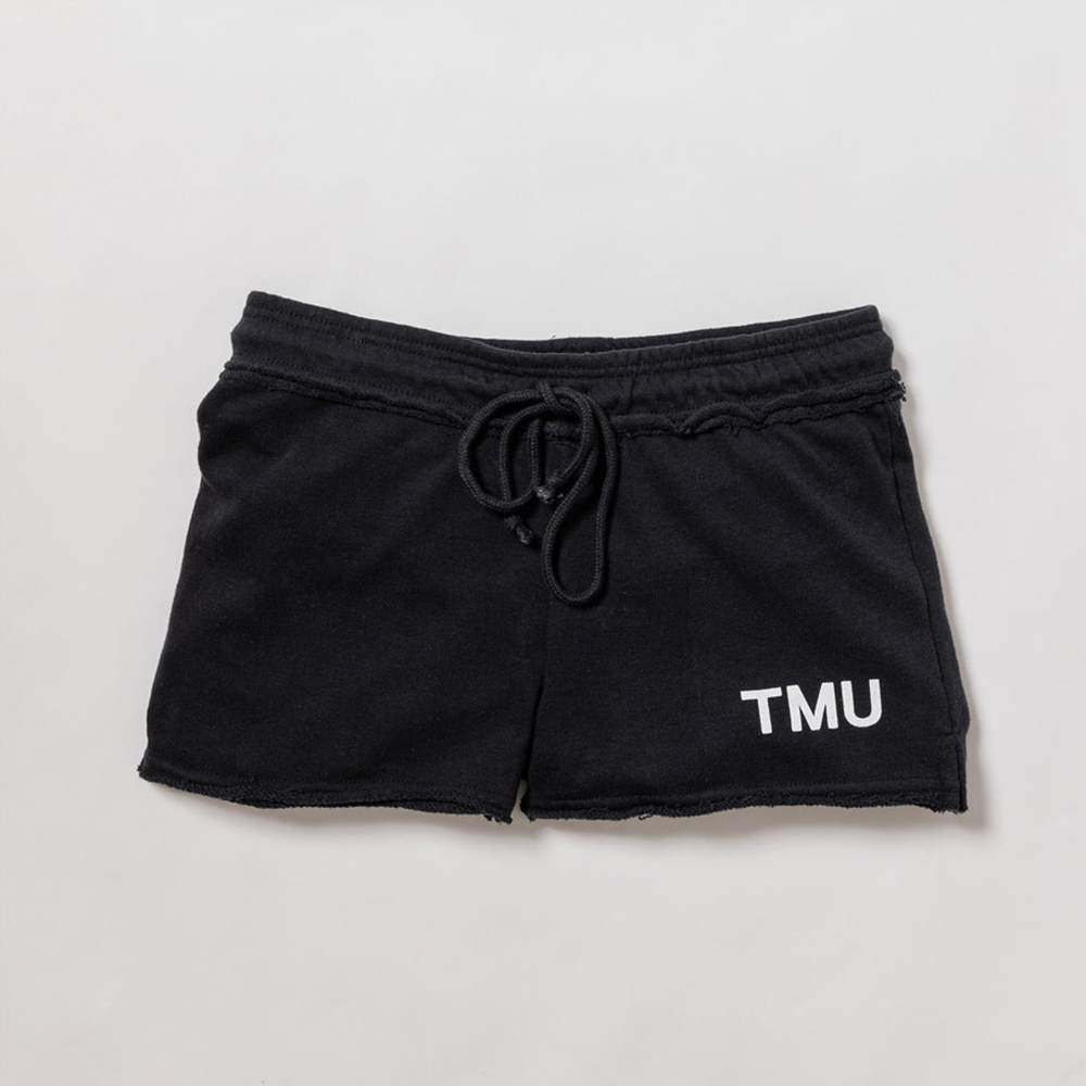 Toronto Metropolitan University Campus Store - Black Short Shorts with  White TMU on Leg