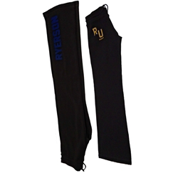 A black sweatpants. RU appears in gold text appears on the right upper leg and Ryerson in blue text appears on the lower left leg