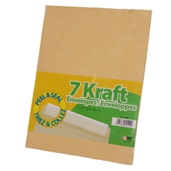 A seven pack of 9 inch by 12 inch Kraft brand manila envelopes.