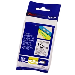 A blue and white package of a 12mm Brother brand cassette tape.