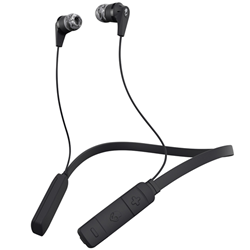 Black Ink'd 2.0 wireless earbuds. Skull logo appears on earbuds.