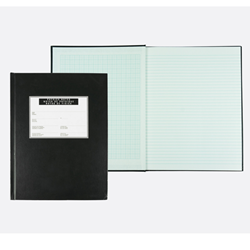 A black hard vinyl cover physics book with 200 pages of graph and lined paper.