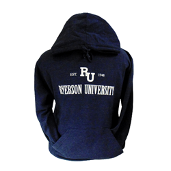A navy hoodie. RU and Ryerson University in white text appears in the centre of the chest.
