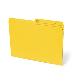 One box which contains 100 units of letter size file folders in the colour yellow with 10.5 pts thickness.