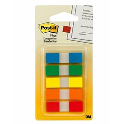 A package of 100 stick-on flags in 5 bright assorted colours