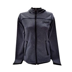 A heather navy full zip hoodie. Ryerson University in black text appears on the left side of the chest.