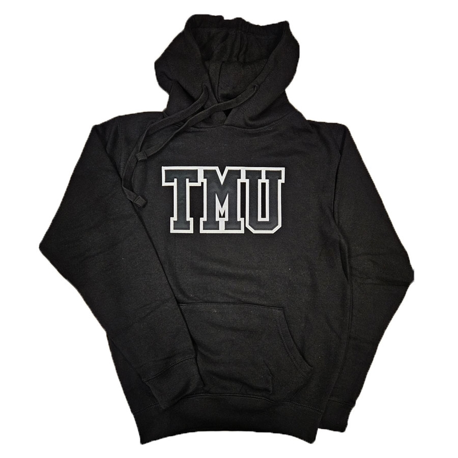 Black Hoodie with Varsity TMU Logo