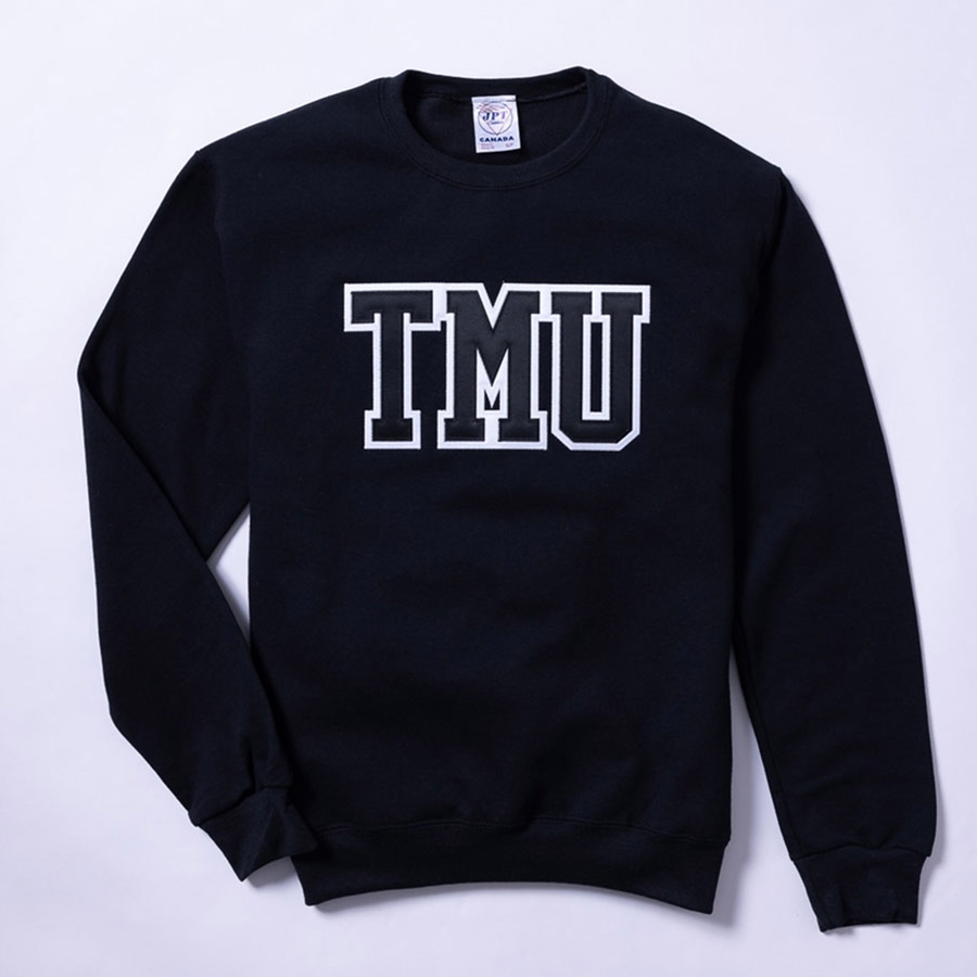 Black Sweatshirt with Varsity TMU Logo