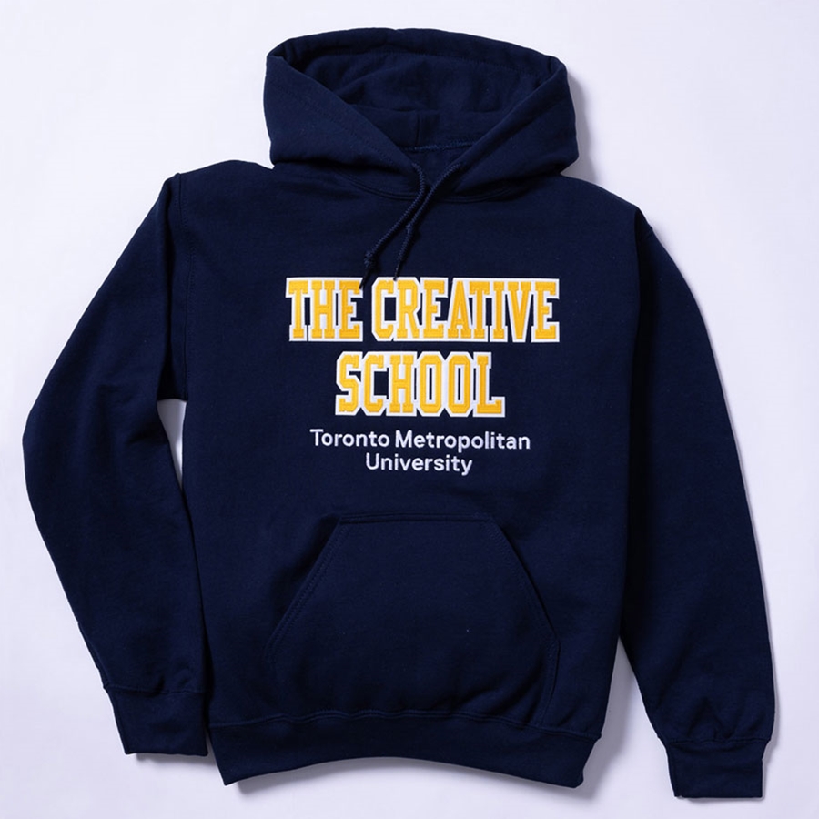 Navy Hoodie with The Creative School Logo