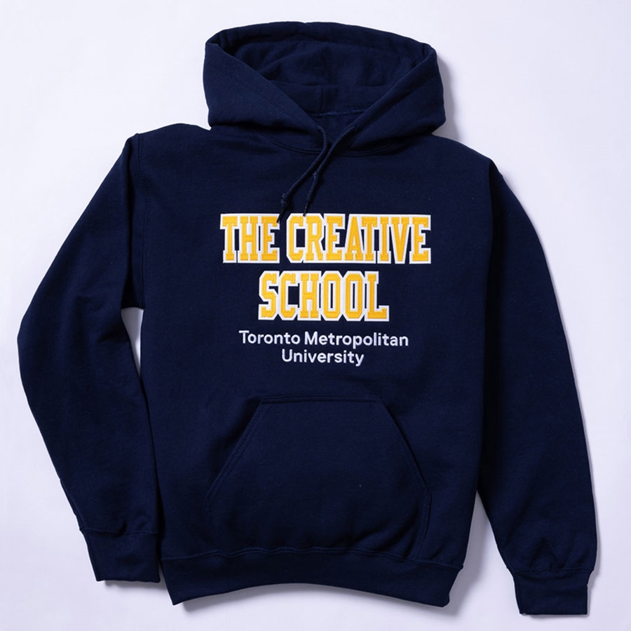 Navy Hoodie with The Creative School Logo Small