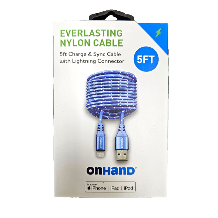 5 Foot Everlasting Nylon Cable with Lighting Connector - Blue