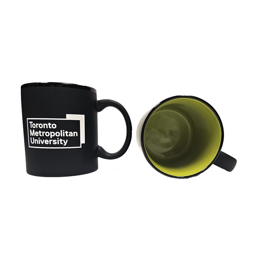 TMU Mug with White University Logo - Black/Lime