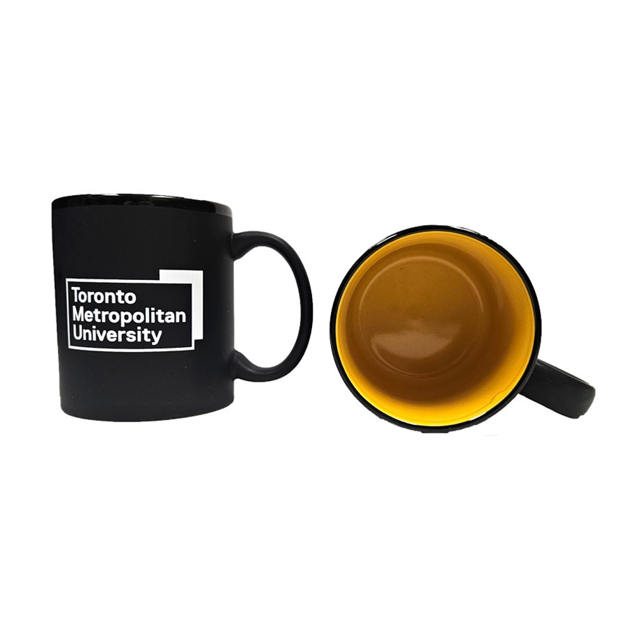 TMU Mug with White University Logo - Black/Gold