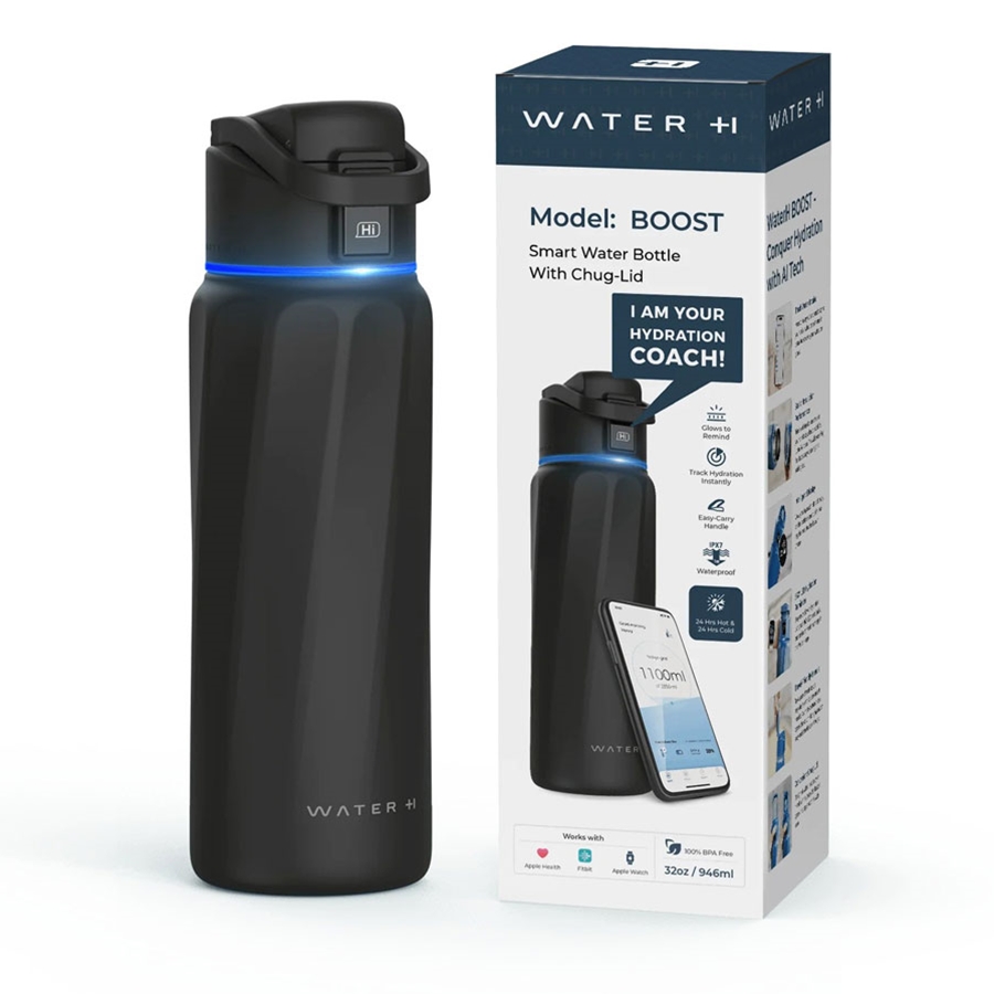 WaterH +1 Boost Water Bottle - Black