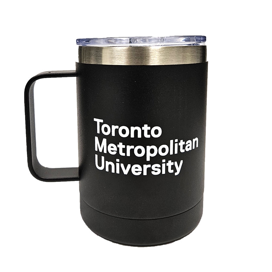 Travel Mug Matte 16 Oz. with TMU Logo - Black