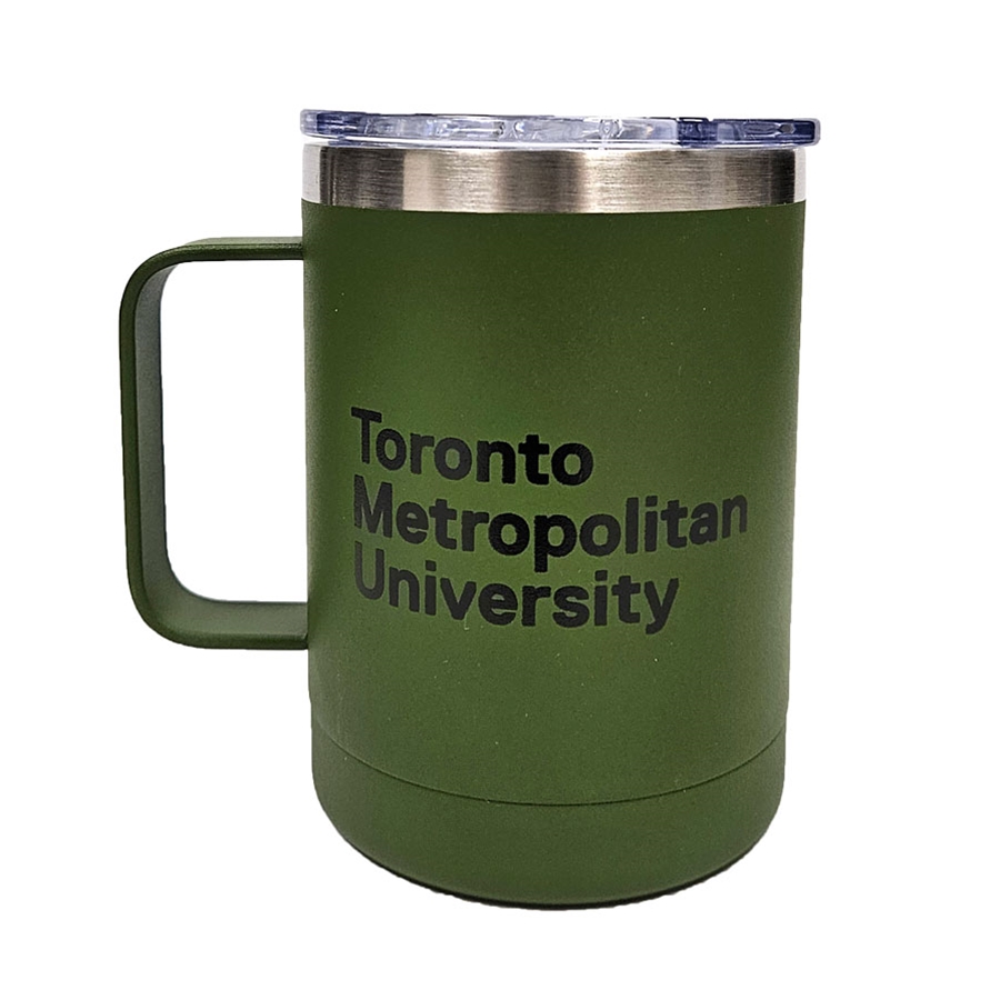 Travel Mug Matte 16 Oz. with TMU Logo - Green