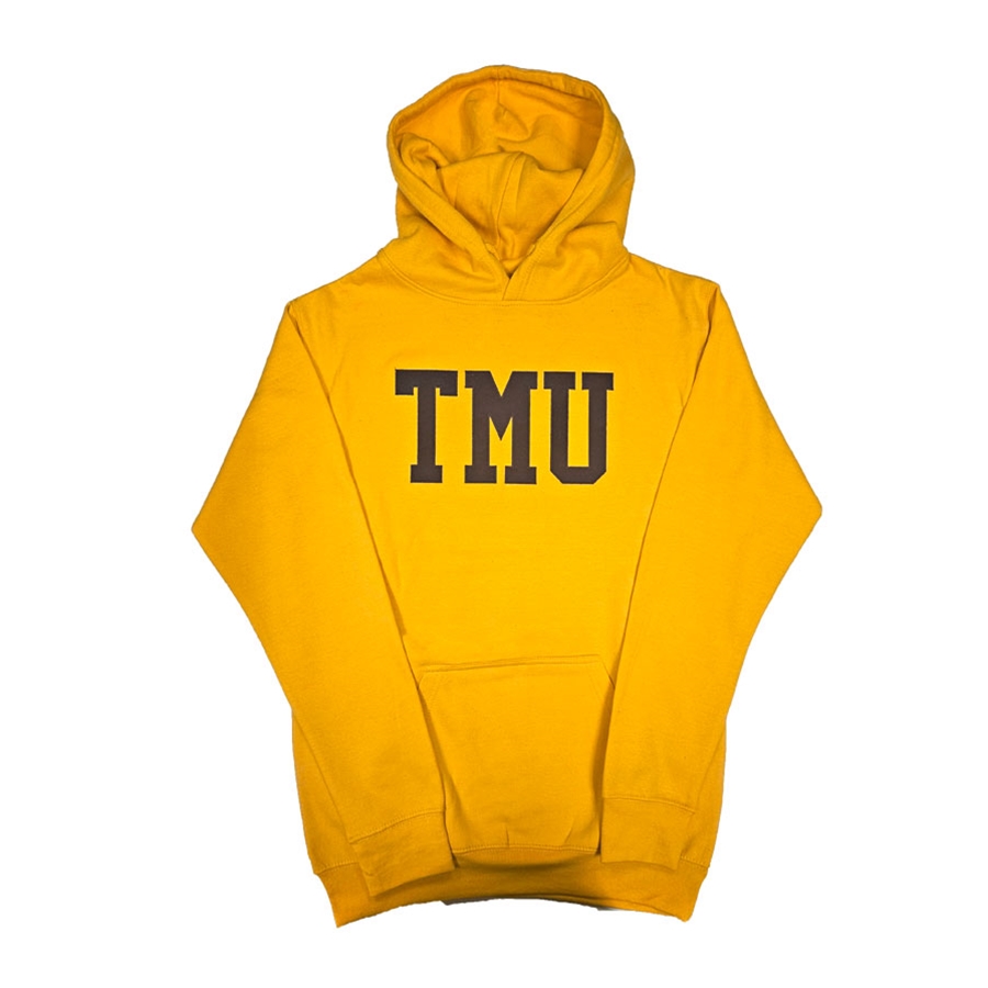 TMU Comfort Hoodie with Navy TMU Felt Logo - Gold