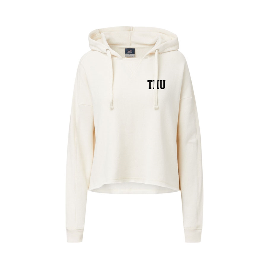 TMU Fleece Crop Hoodie - Cream