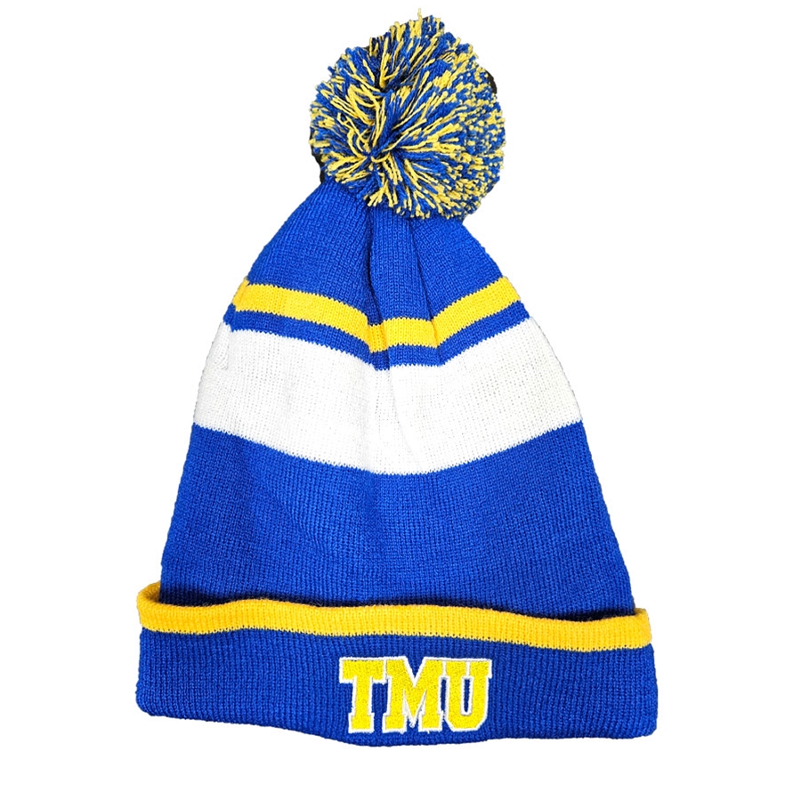 TMU Toque with Blue, Yellow & White Stripes