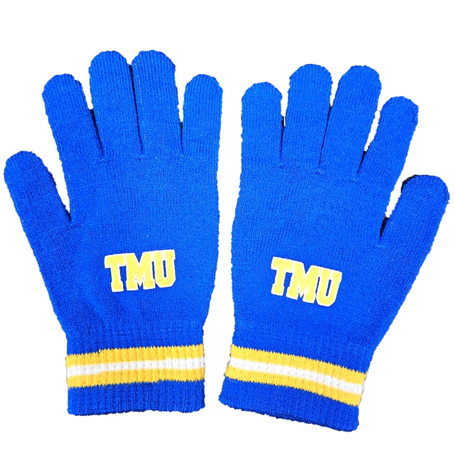 TMU Mitts with Blue, Yellow & White Stripes