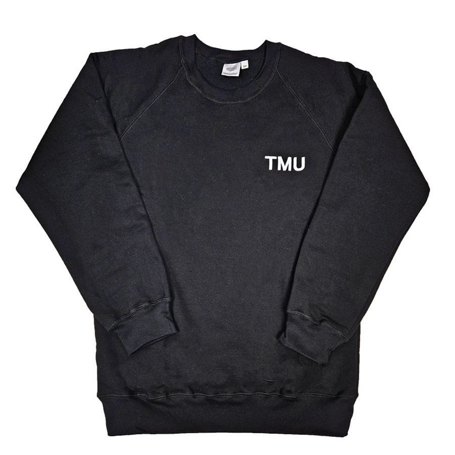 TMU Crewneck with White TMU Left Chest - Black