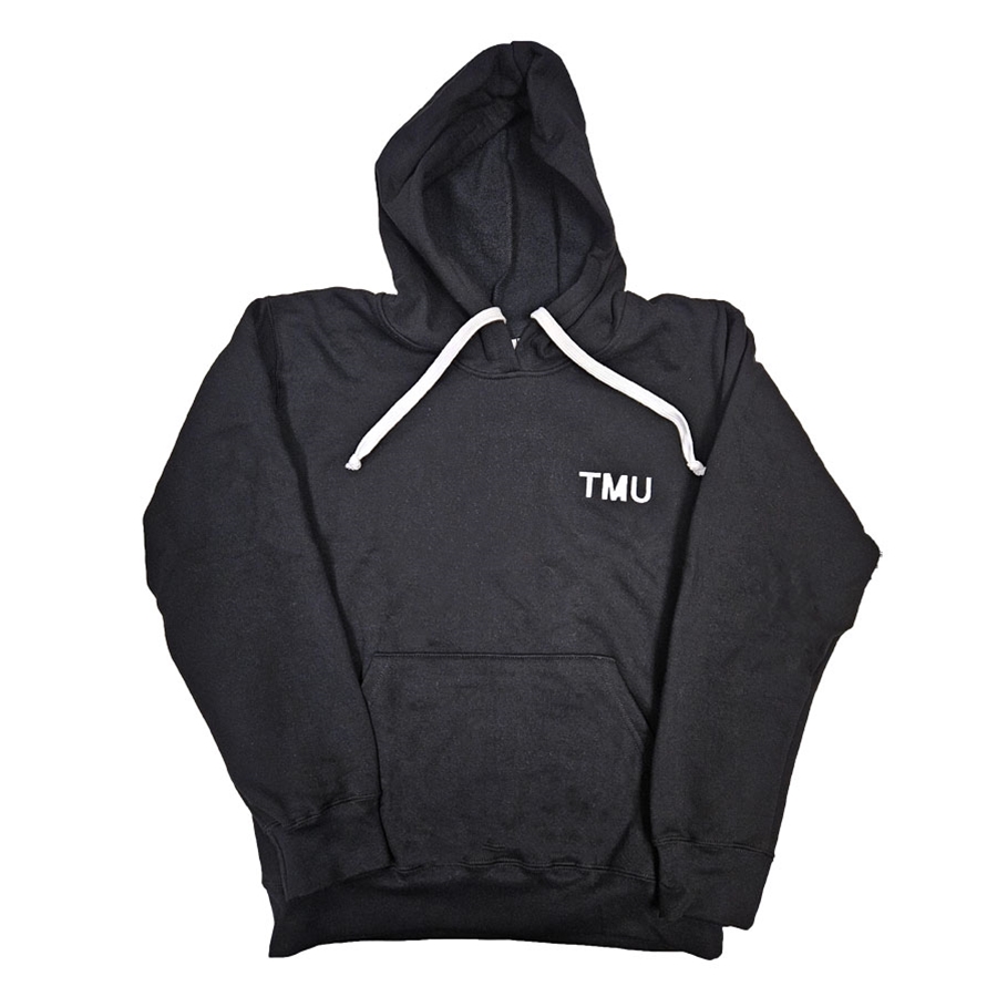 TMU Hoodie with White TMU Left Chest - Black