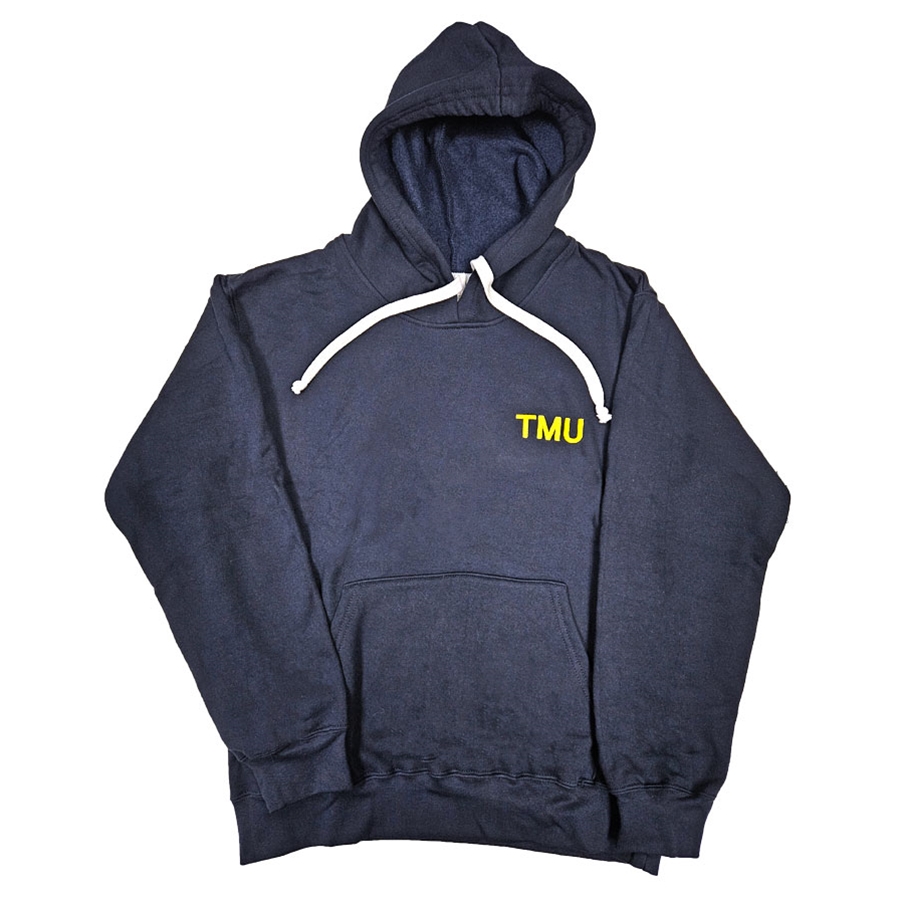 TMU Hoodie with Gold TMU Left Chest - Navy
